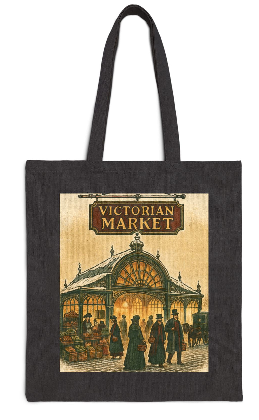 Victorian Market Cotton Canvas Shopping Tote Bag