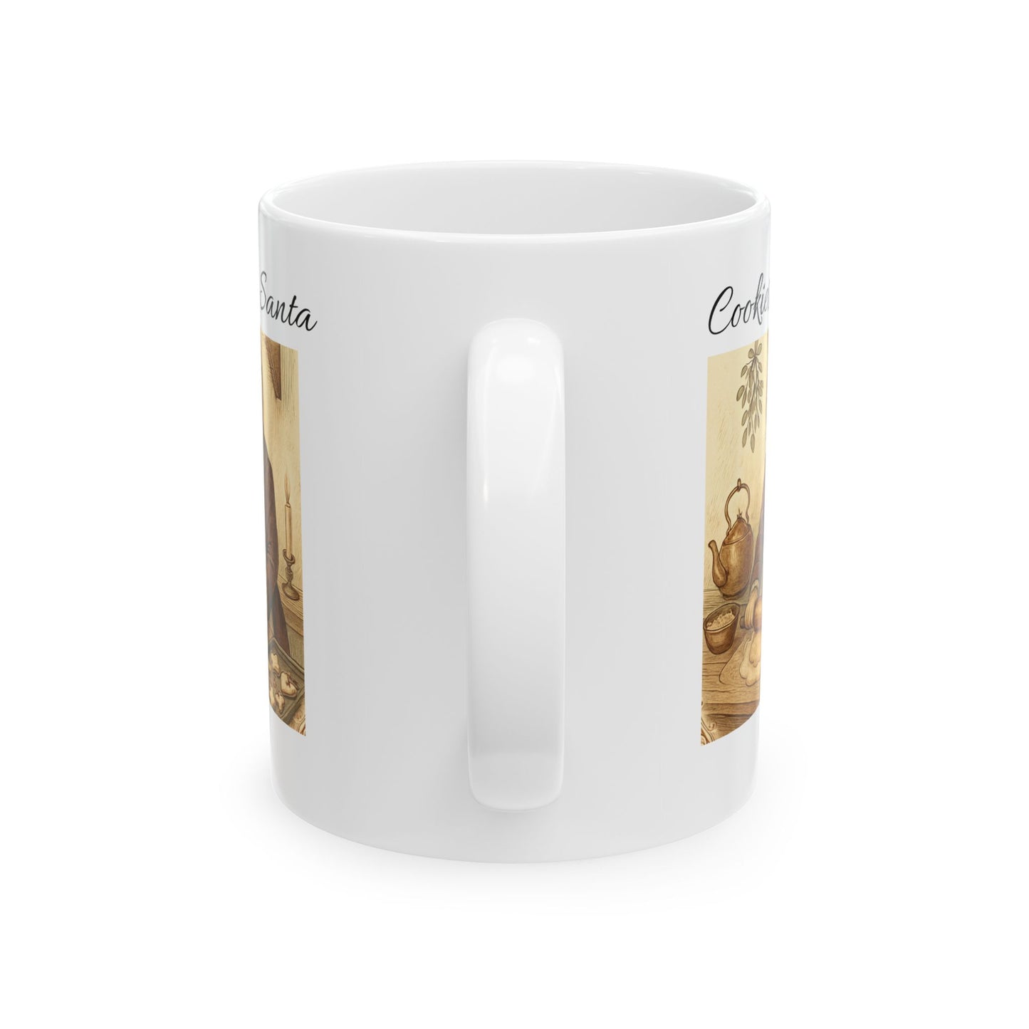 Victorian Christmas Cat Ceramic Mug, 11 oz