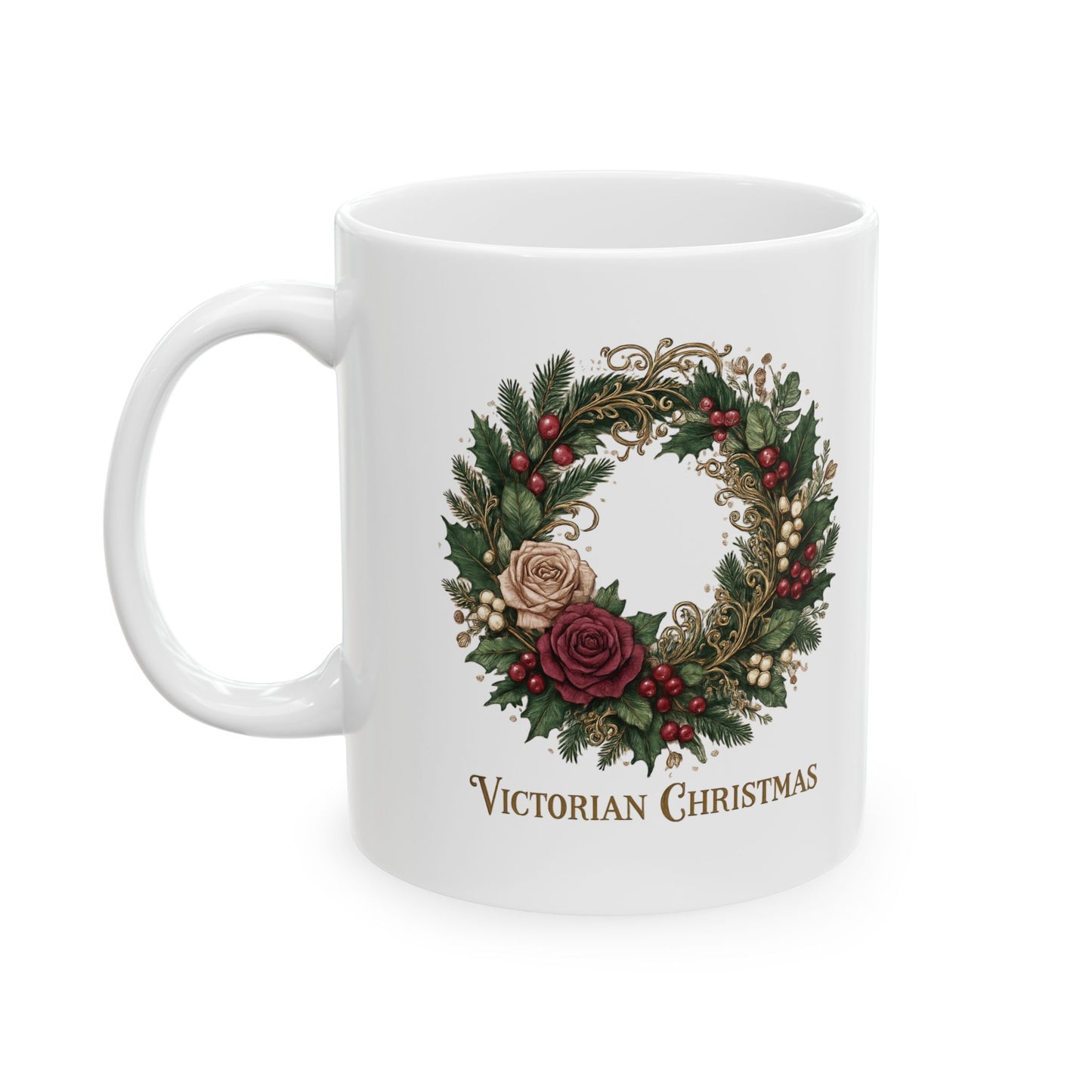 Victorian Wreath Christmas Mug, 11oz