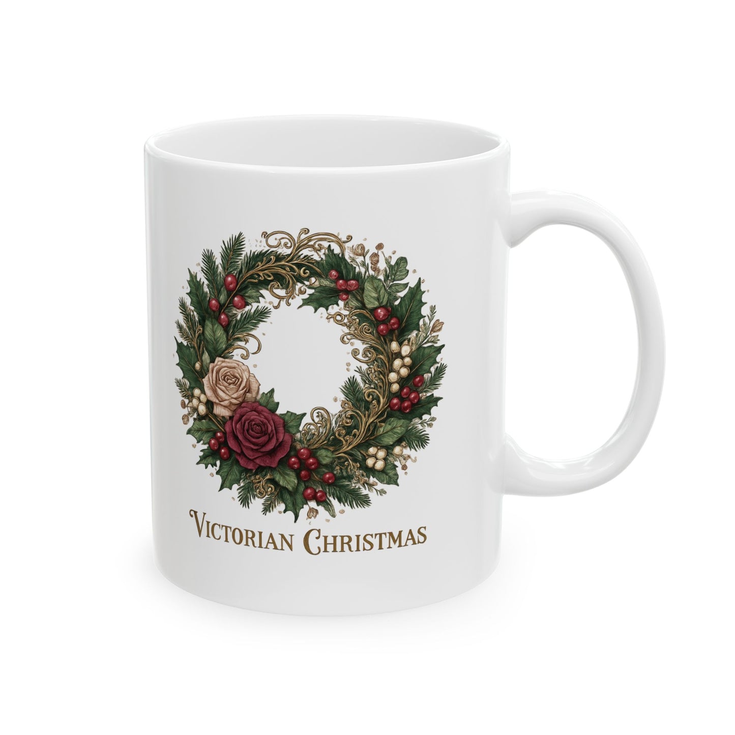 Victorian Wreath Christmas Mug, 11oz