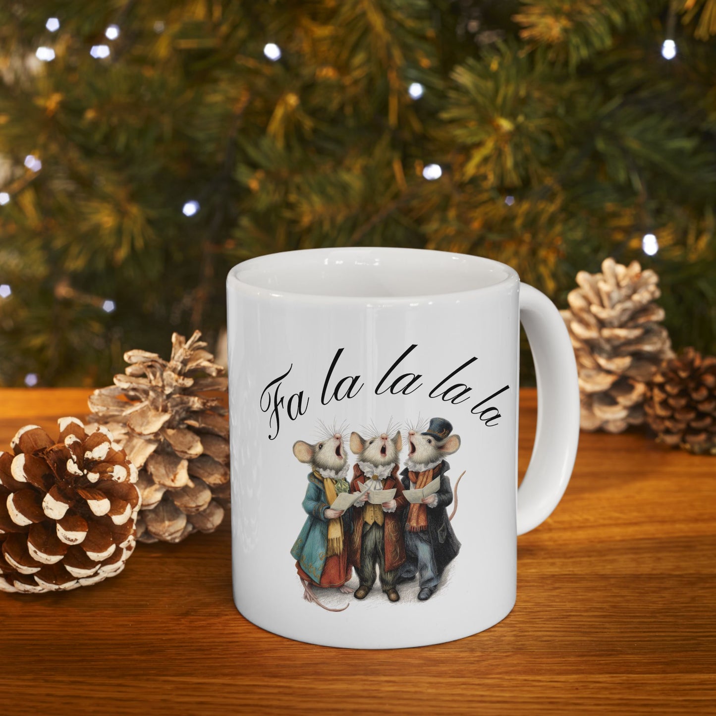 Caroling Mice Victorian Christmas Mug, 11oz