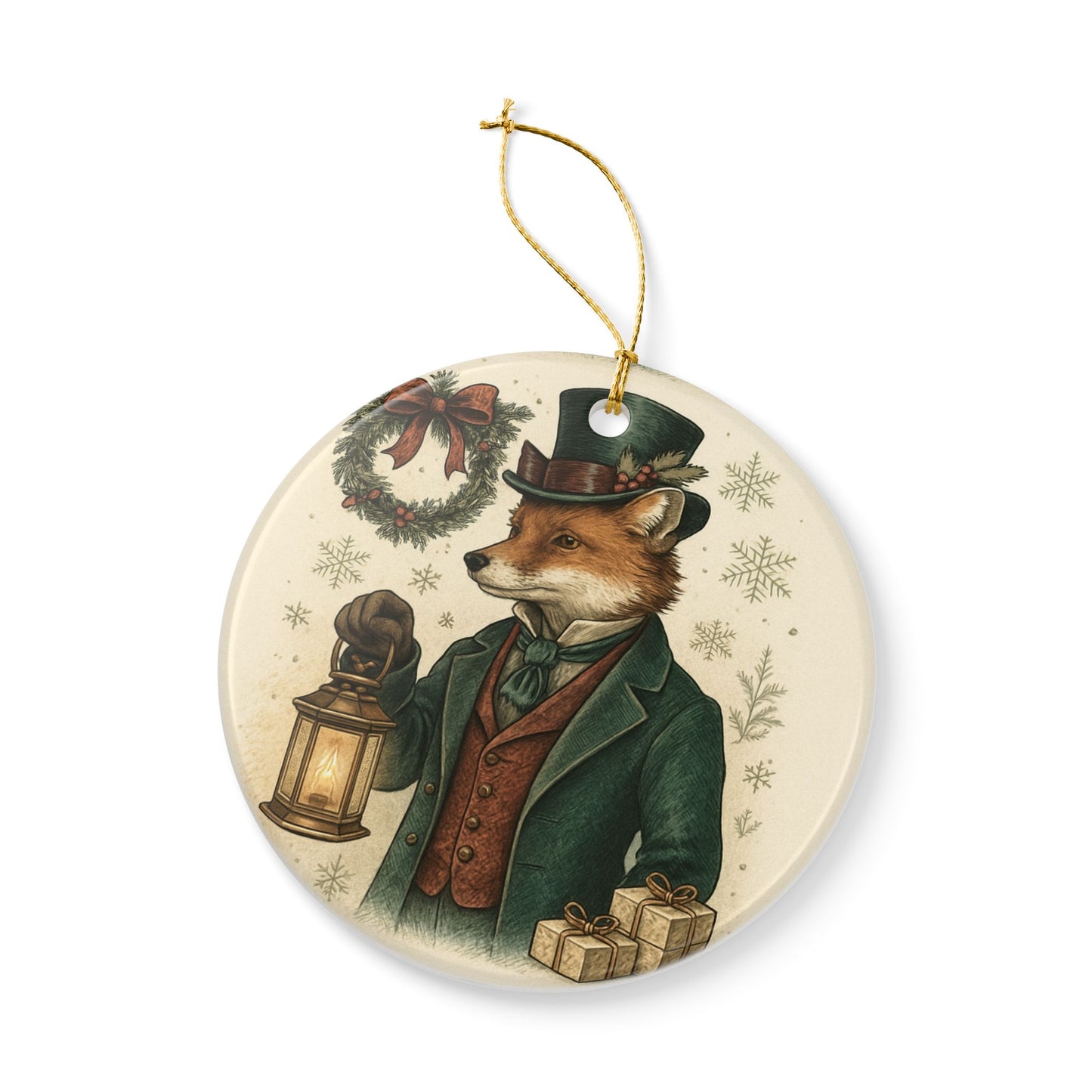 Mr. Fox Ceramic Christmas Tree Ornament