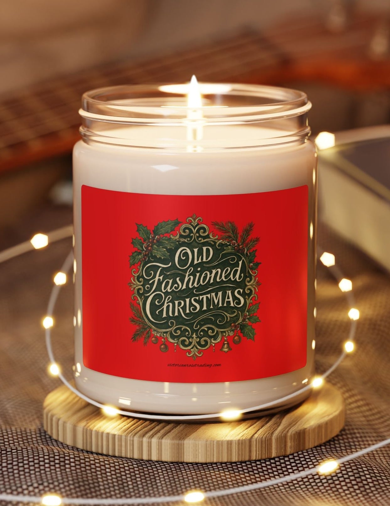 Old Fashioned Christmas Soy Wax Blend Glass Candle, Eco-Friendly & Non-Toxic, 9oz