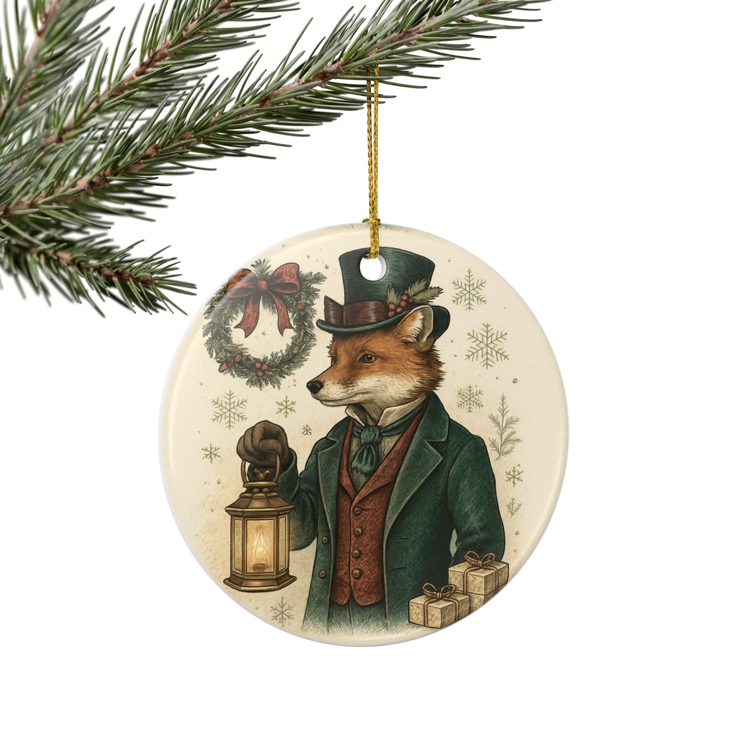 Mr. Fox Ceramic Christmas Tree Ornament