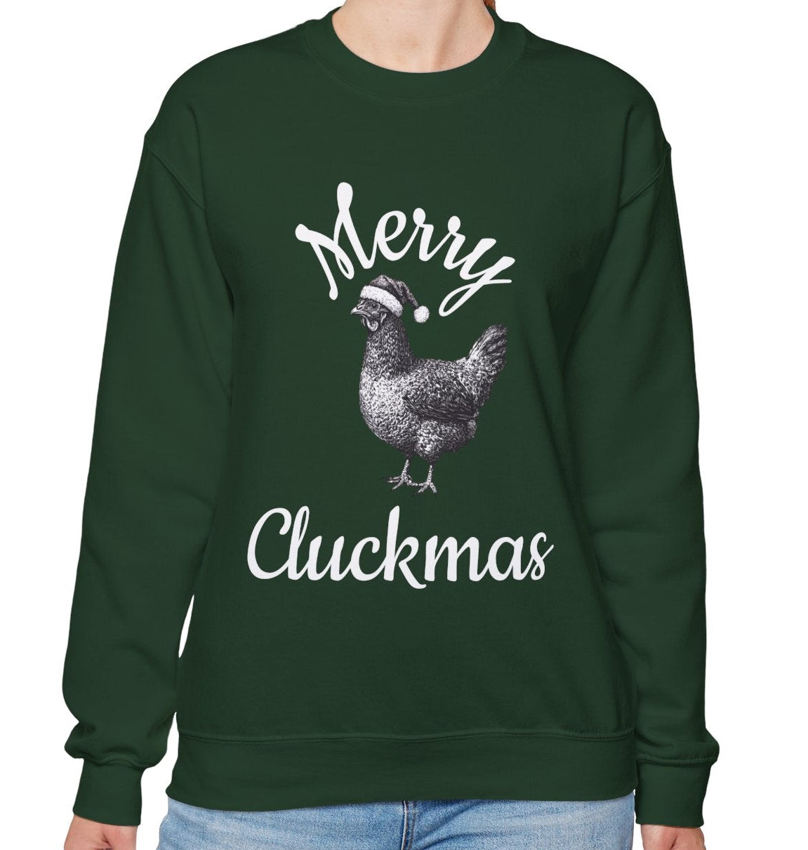 Merry Cluckmas Christmas Chicken Crewneck Sweatshirt
