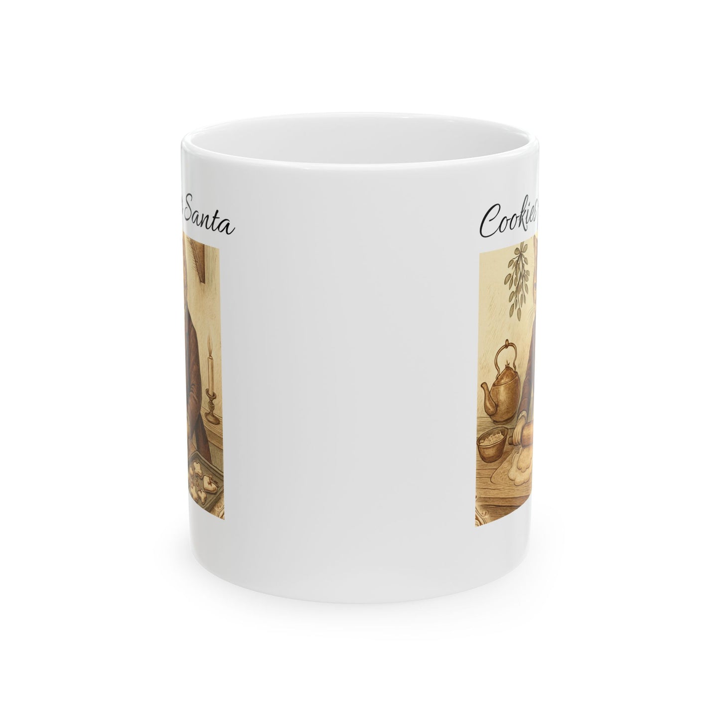 Victorian Christmas Cat Ceramic Mug, 11 oz