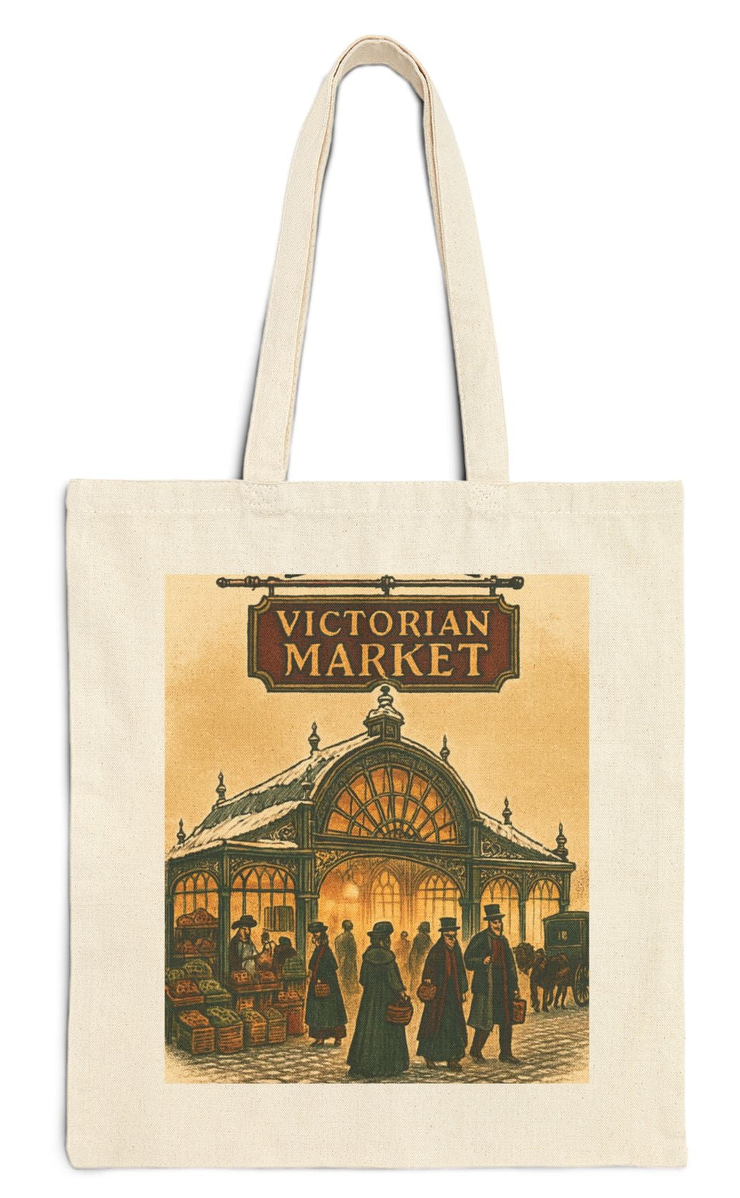 Victorian Market Cotton Canvas Shopping Tote Bag