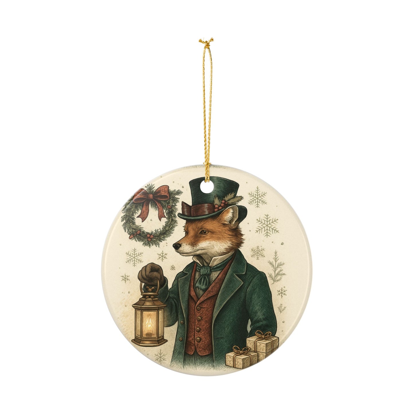 Mr. Fox Ceramic Christmas Tree Ornament