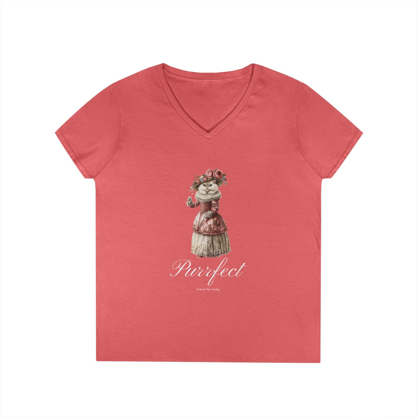 Vintage Cat Ladies' V-Neck T-Shirt, Purrfect Feline