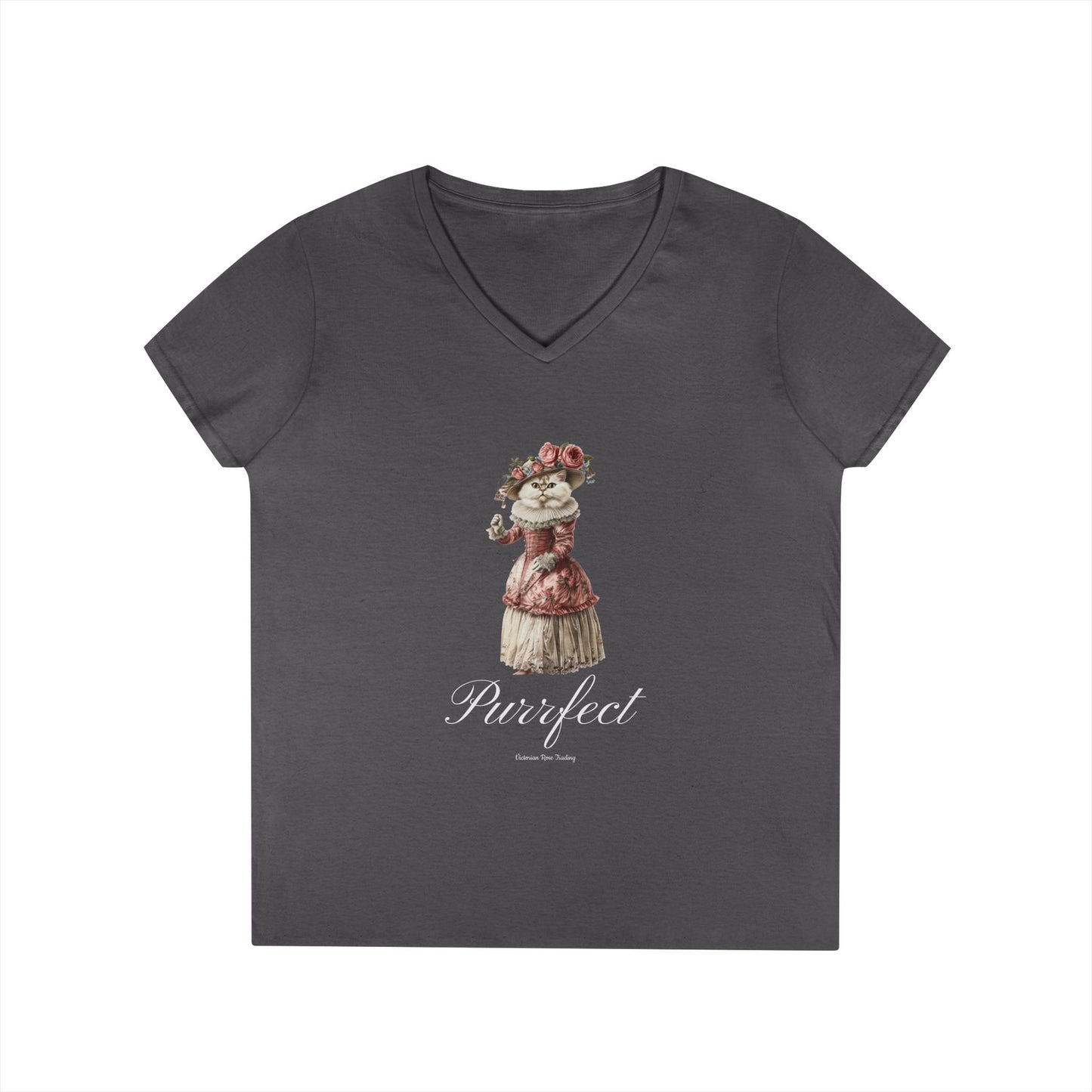 Vintage Cat Ladies' V-Neck T-Shirt, Purrfect Feline