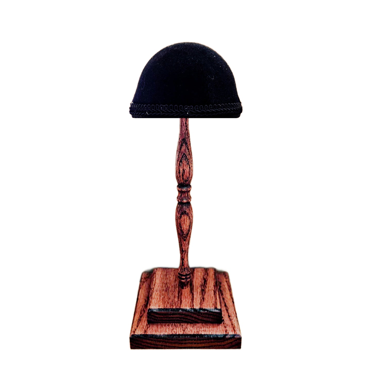 Victorian Style Oak Hat Stand with Black Velvet Top