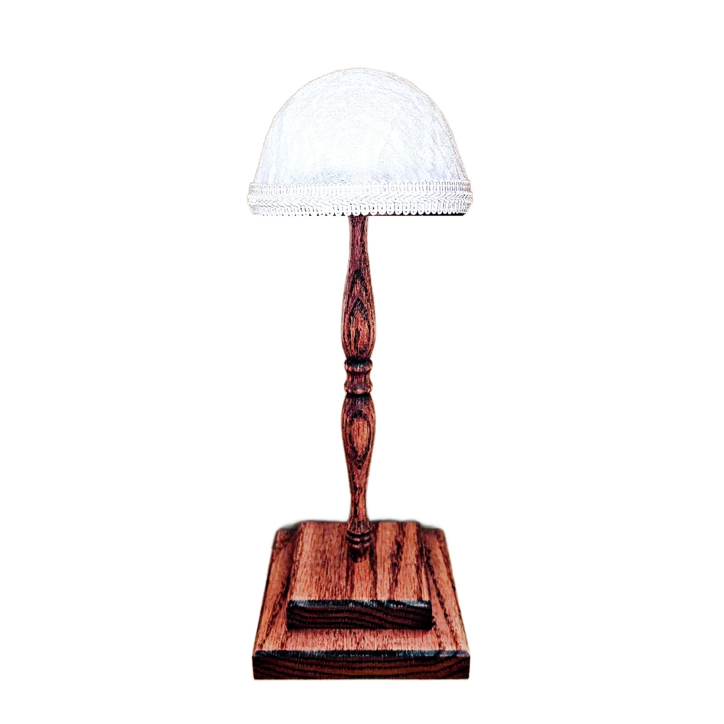 Victorian Style Oak Hat Stand with White Velvet Top