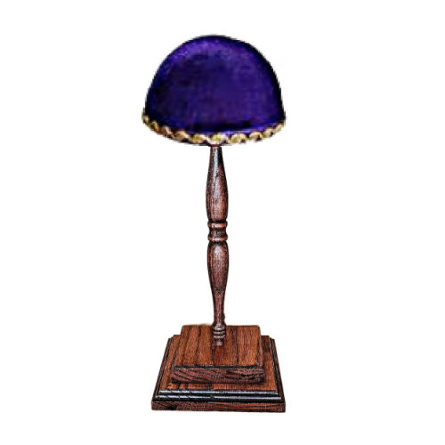 Victorian Style Oak Hat Stand with Purple Top & Gold Trim