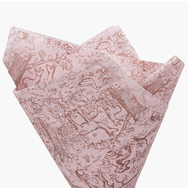 Baby Print Designer Gift Tissue Paper - Pink Woodland Meadow