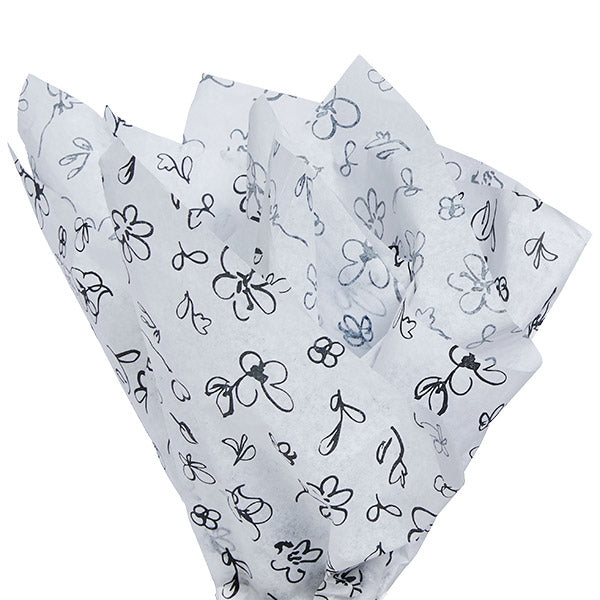 Black & White Floral Pattern Vintage Design Gift Tissue Paper