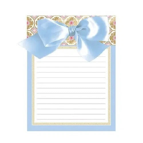 Sassy Vintage Ribbon Bow Notepad, Blue