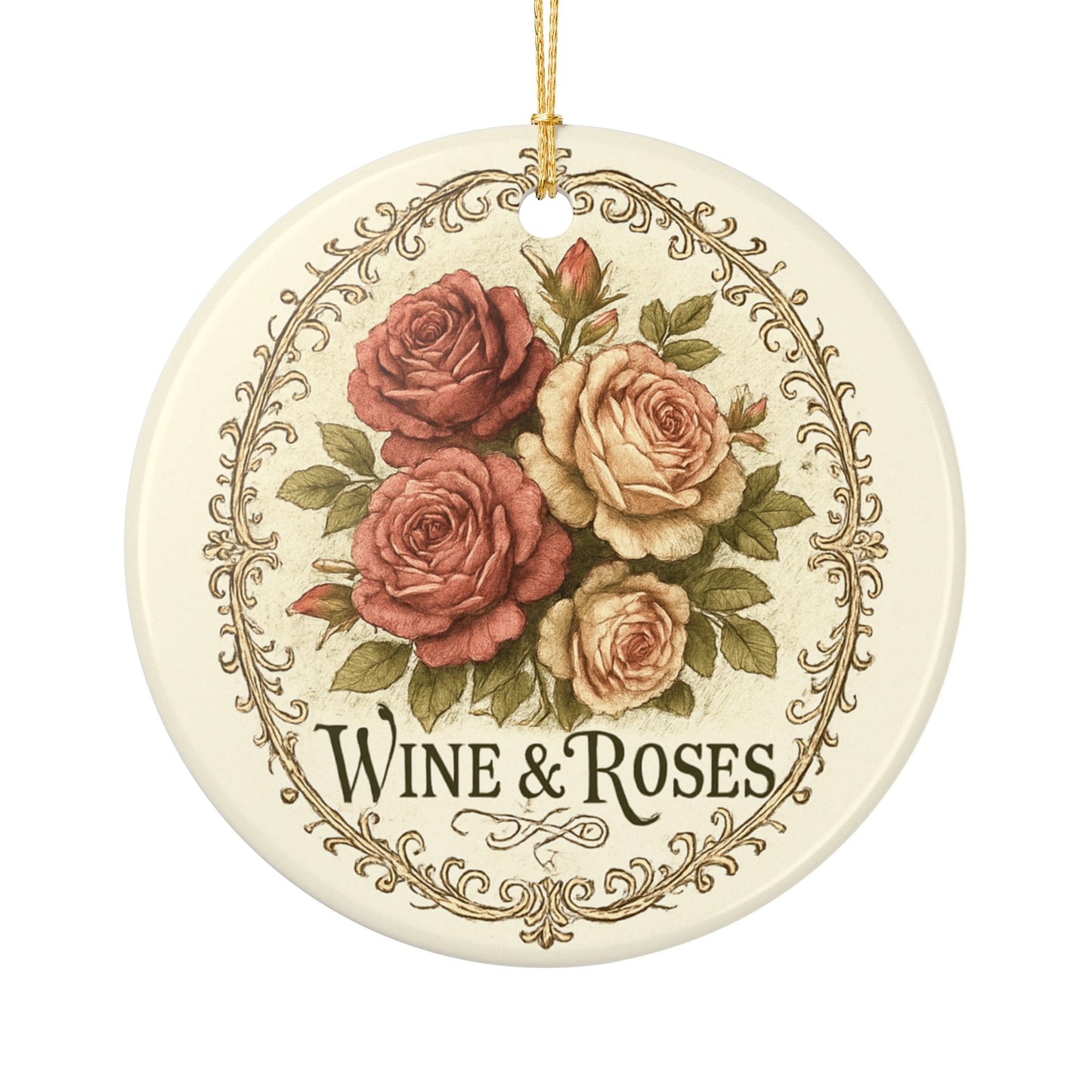 Wine & Roses Victorian Valentine Ceramic Ornament