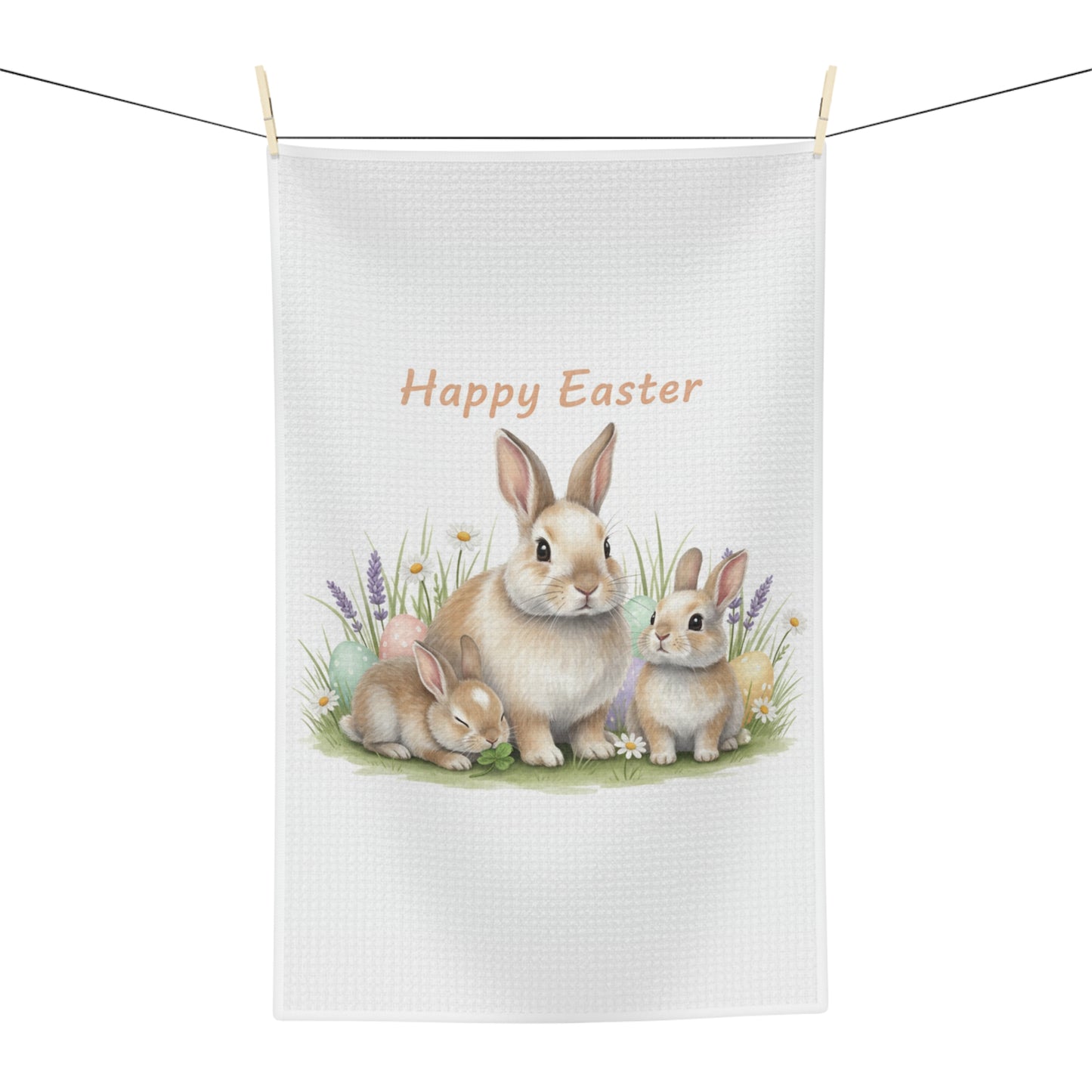 "Happy Easter" Bunny Rabbit Microfiber Kitchen Tea Towel