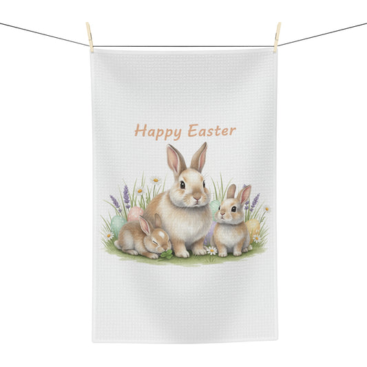 "Happy Easter" Bunny Rabbit Microfiber Kitchen Tea Towel