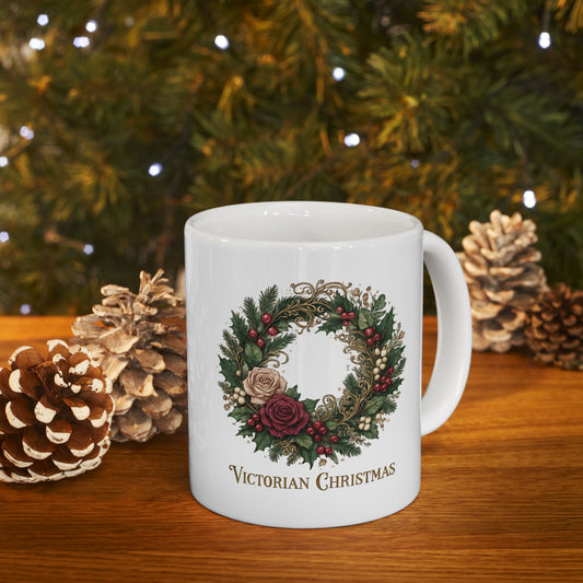 Victorian Wreath Christmas Mug, 11oz