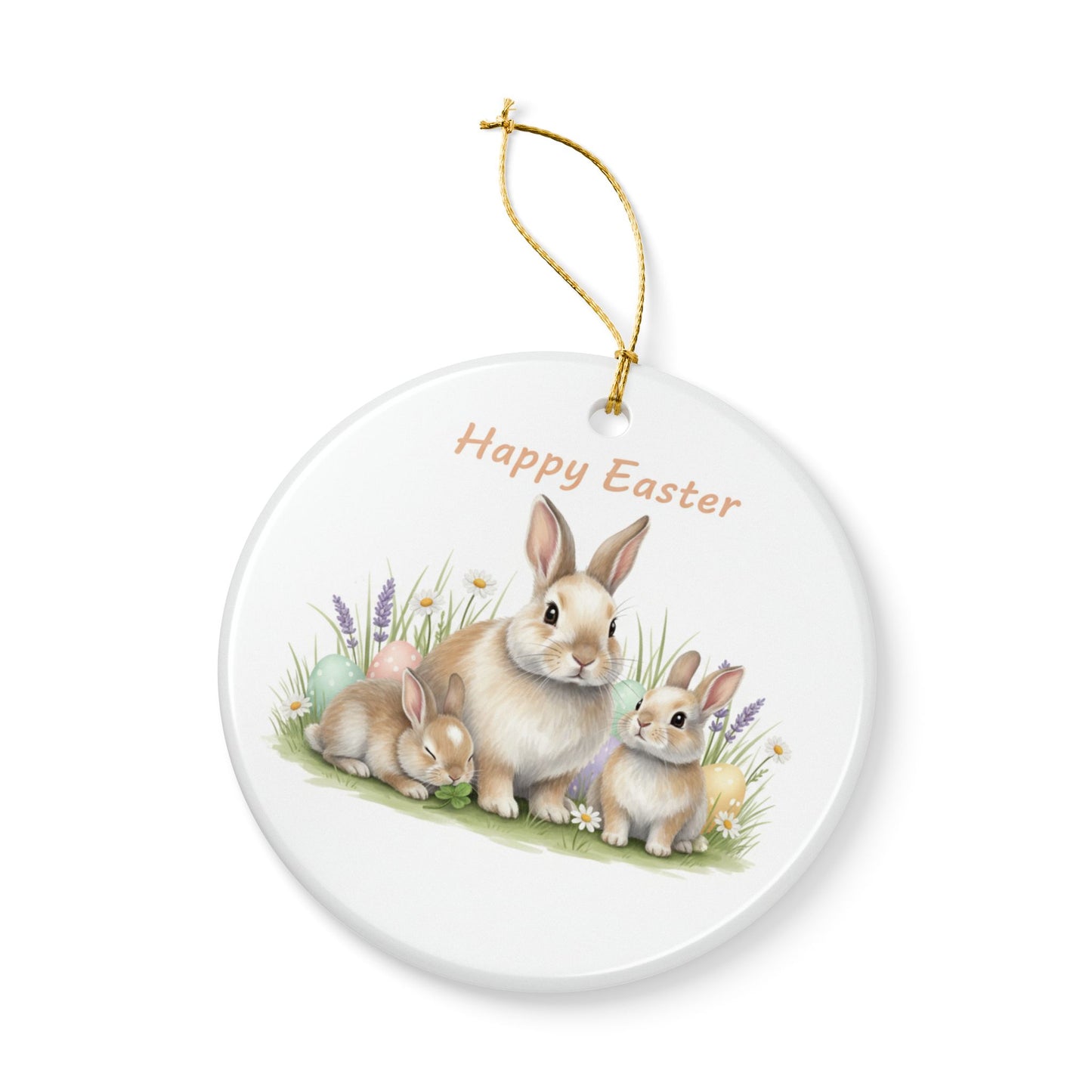 Baby Bunny Rabbits Easter Ceramic Ornament