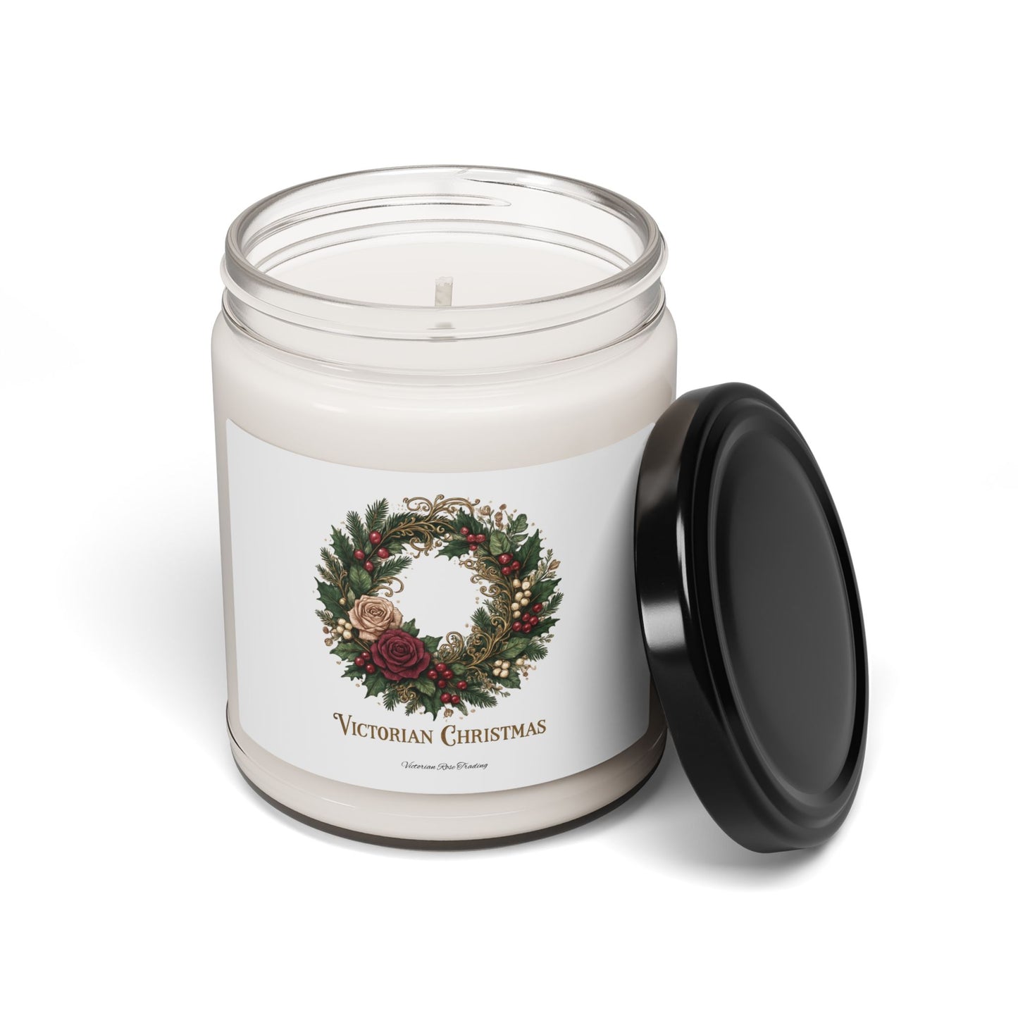 Victorian Christmas Wreath Soy Wax Blend Glass Candle, Eco-Friendly & Non-Toxic, 9oz