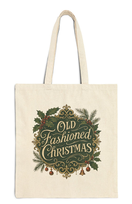 Old Fashioned Christmas Victorian Cotton Canvas Shopping Tote Bag