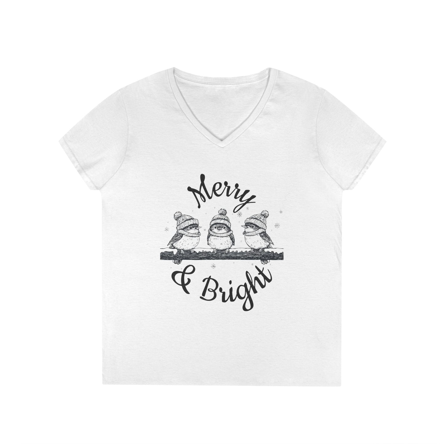 Merry & Bright Christmas Ladies' V-Neck T-Shirt