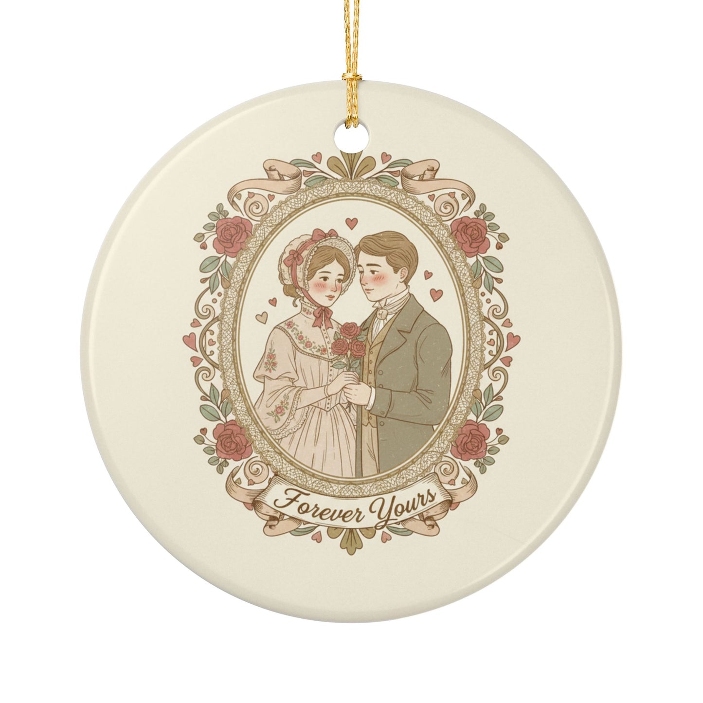 Forever Yours Victorian Valentine Ceramic Ornament