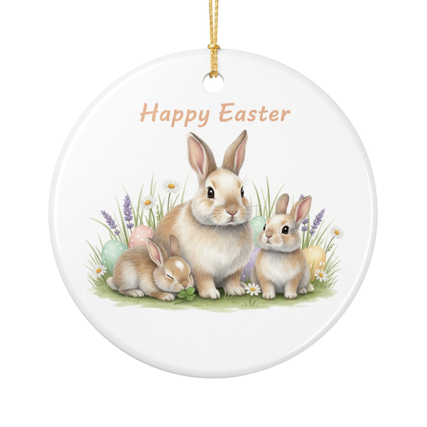Baby Bunny Rabbits Easter Ceramic Ornament