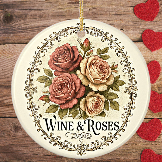 Wine & Roses Victorian Valentine Ceramic Ornament