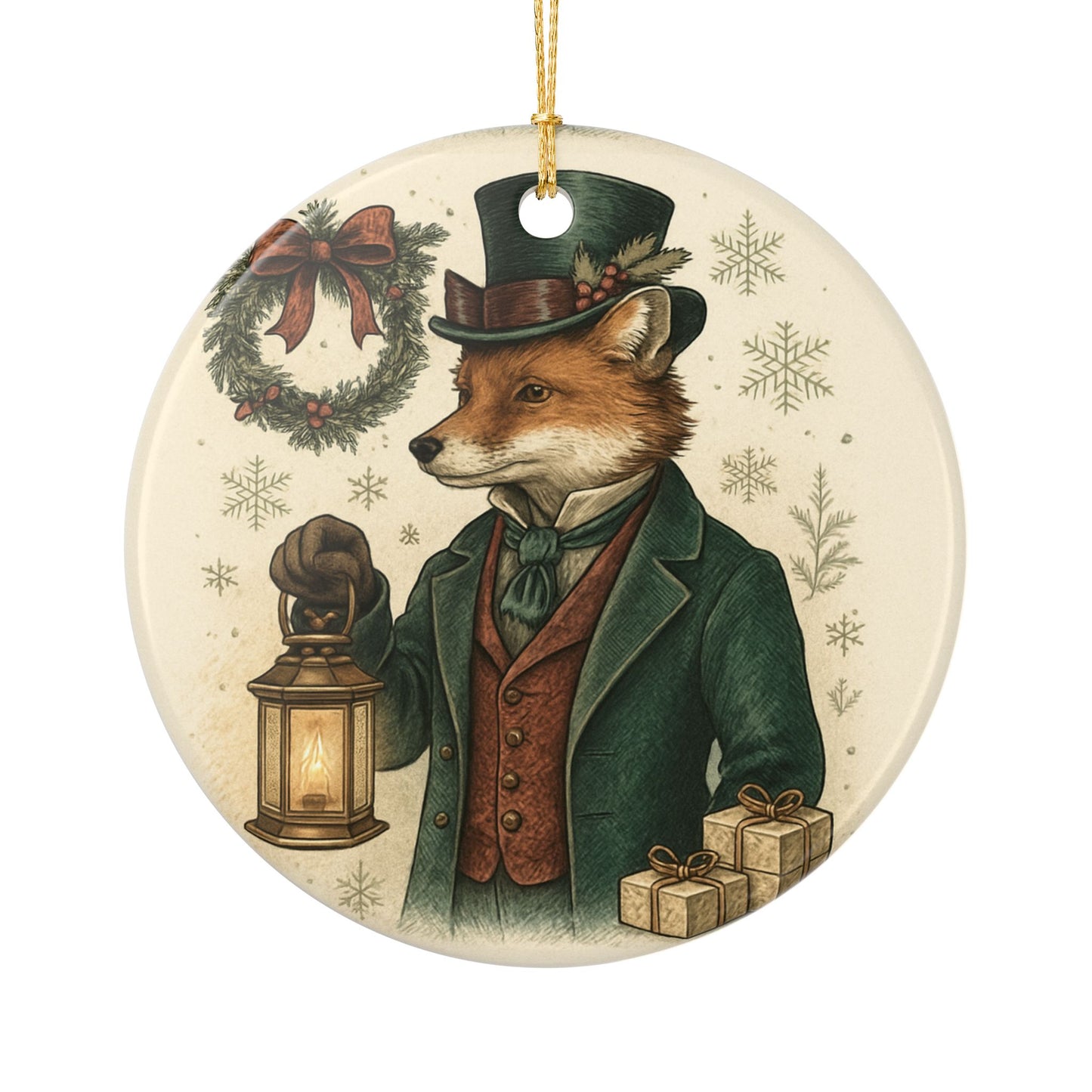 Mr. Fox Ceramic Christmas Tree Ornament