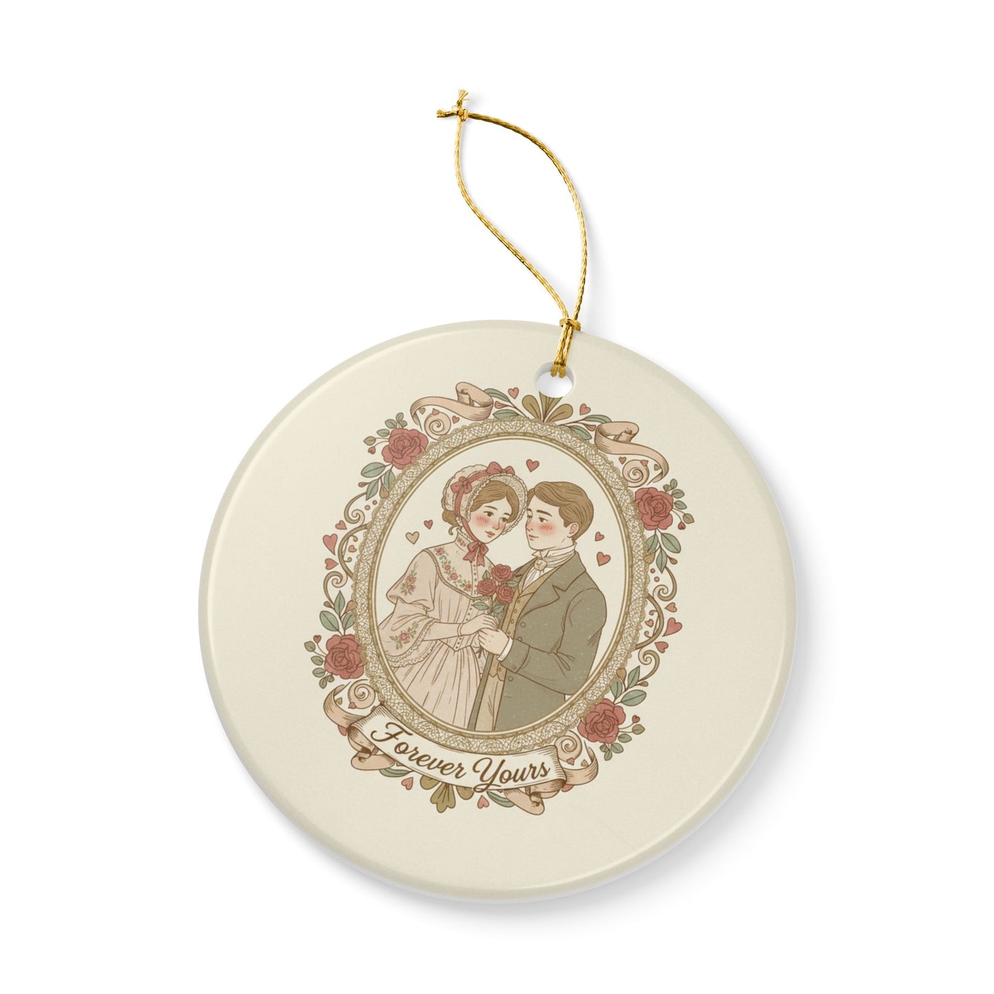 Forever Yours Victorian Valentine Ceramic Ornament