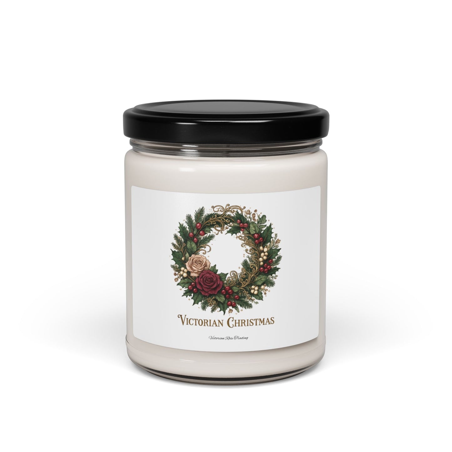 Victorian Christmas Wreath Soy Wax Blend Glass Candle, Eco-Friendly & Non-Toxic, 9oz