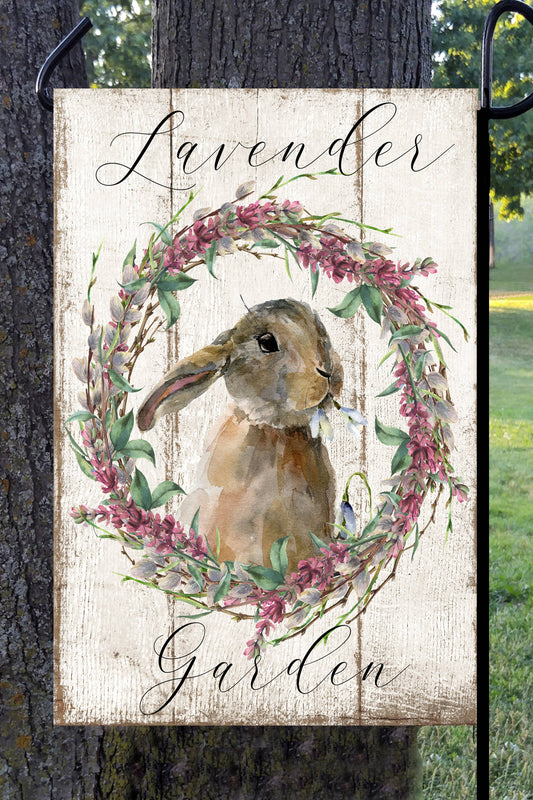 Lavender Bunny Vintage Garden Flag