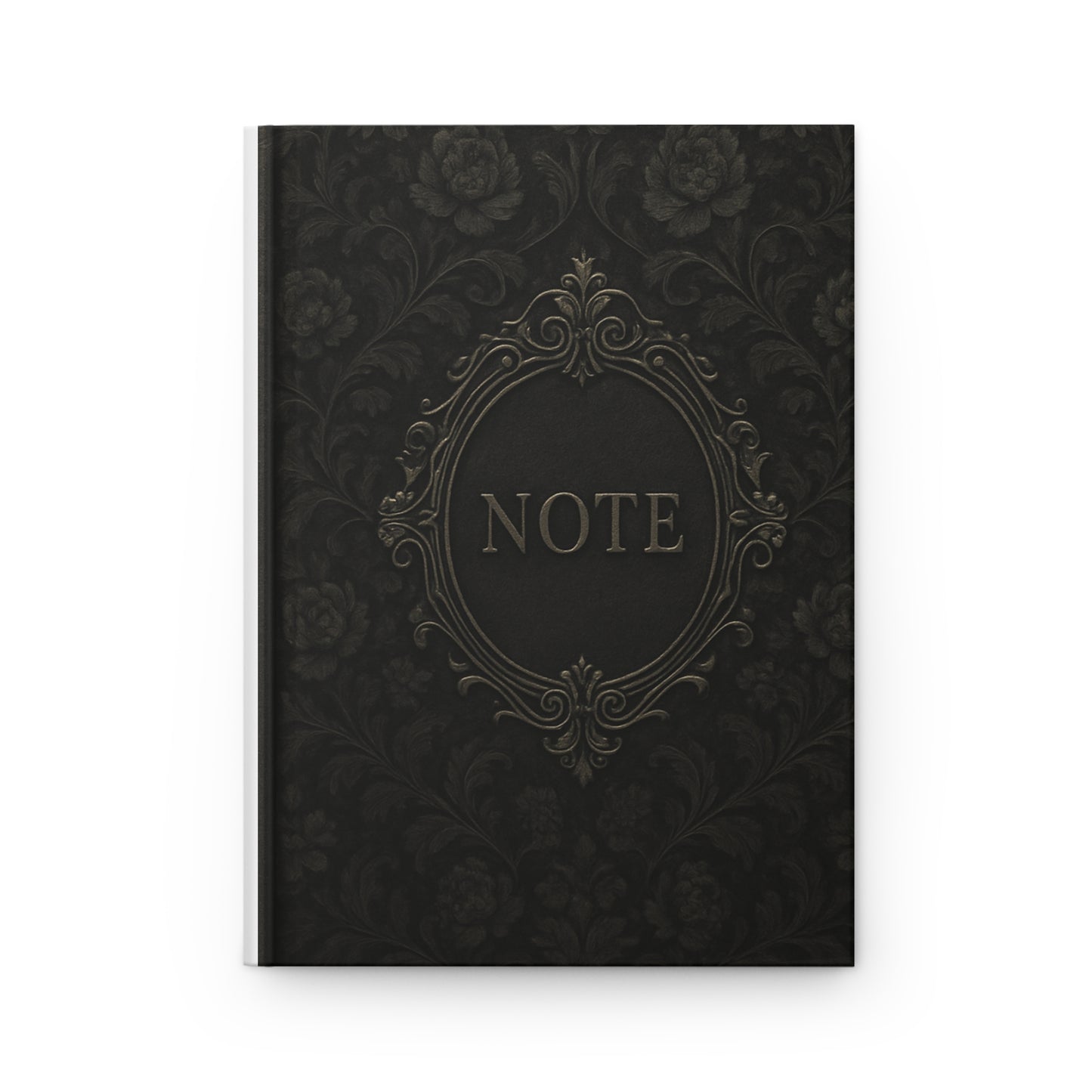 Black Floral Victorian Hardcover Writing Journal with Elegant Rose Design