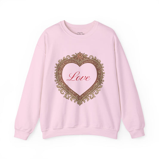 Women's Valentine Crewneck Sweatshirt in Regular & Plus Size, Filigree Heart