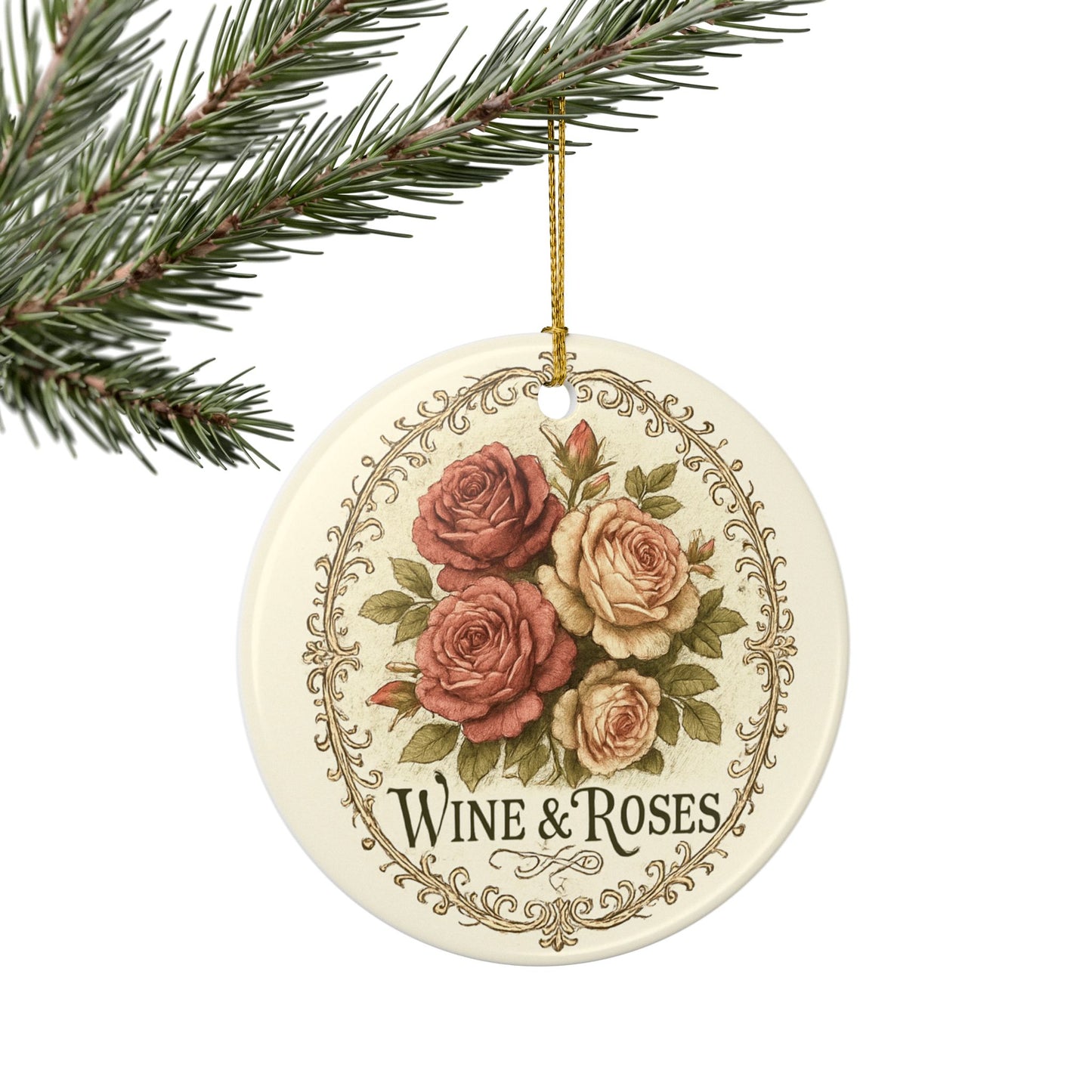 Wine & Roses Victorian Valentine Ceramic Ornament