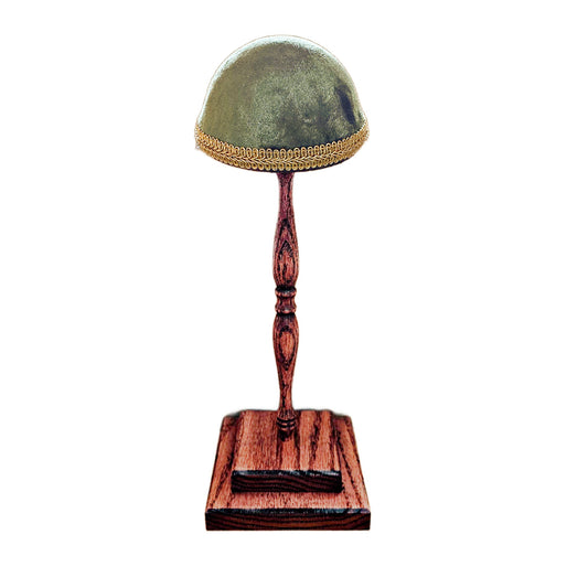 Victorian Style Oak Hat Stand with Olive Green & Gold Top