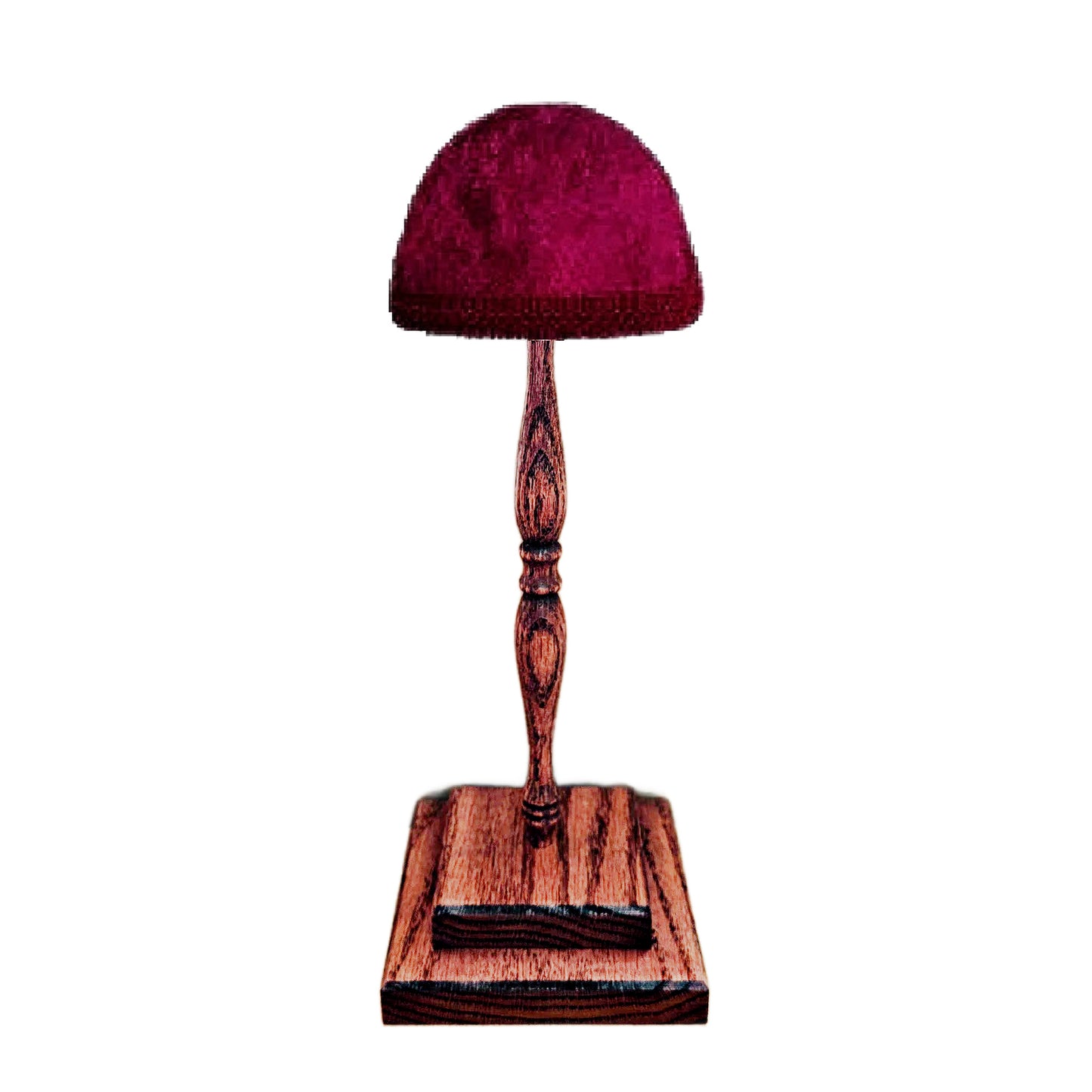 Victorian Style Oak Hat Stand with Burgundy Top