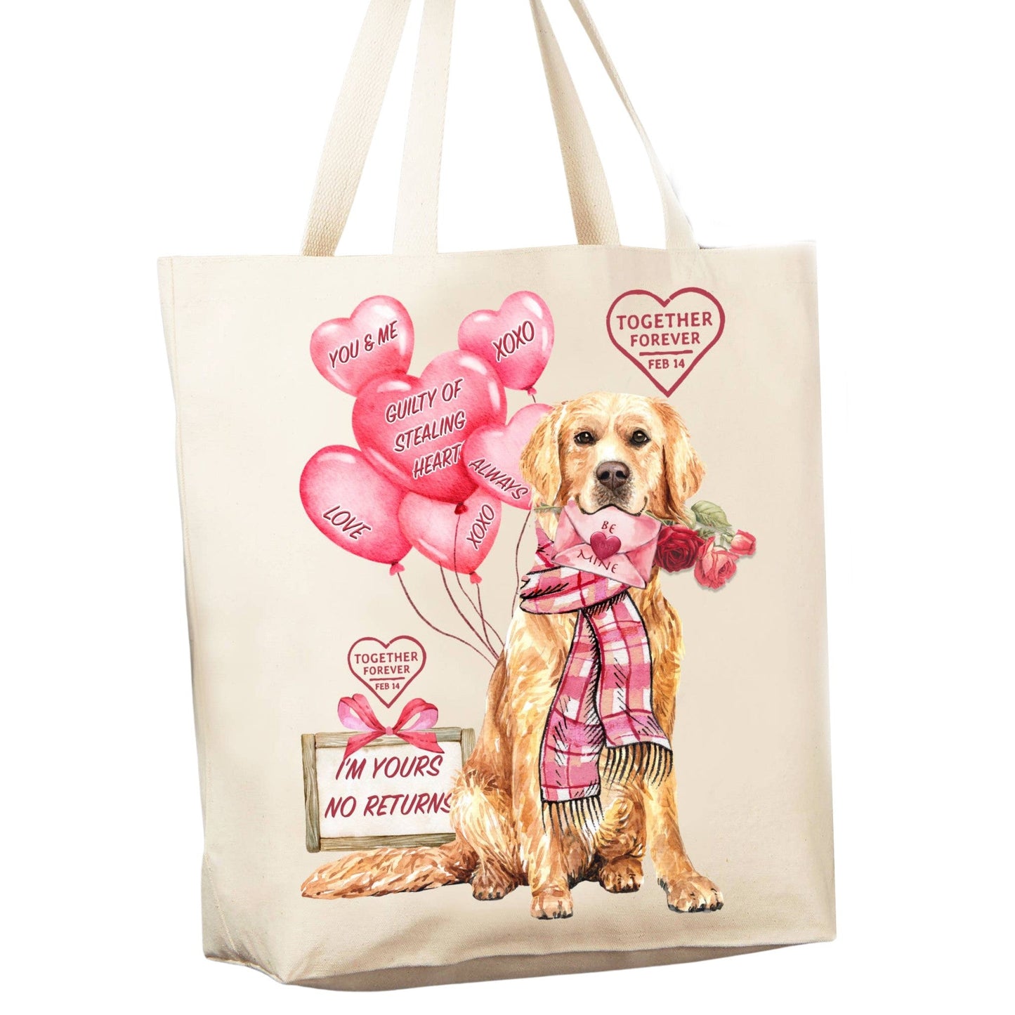 Cotton Grocery Shopping or Book Tote - Puppy Love
