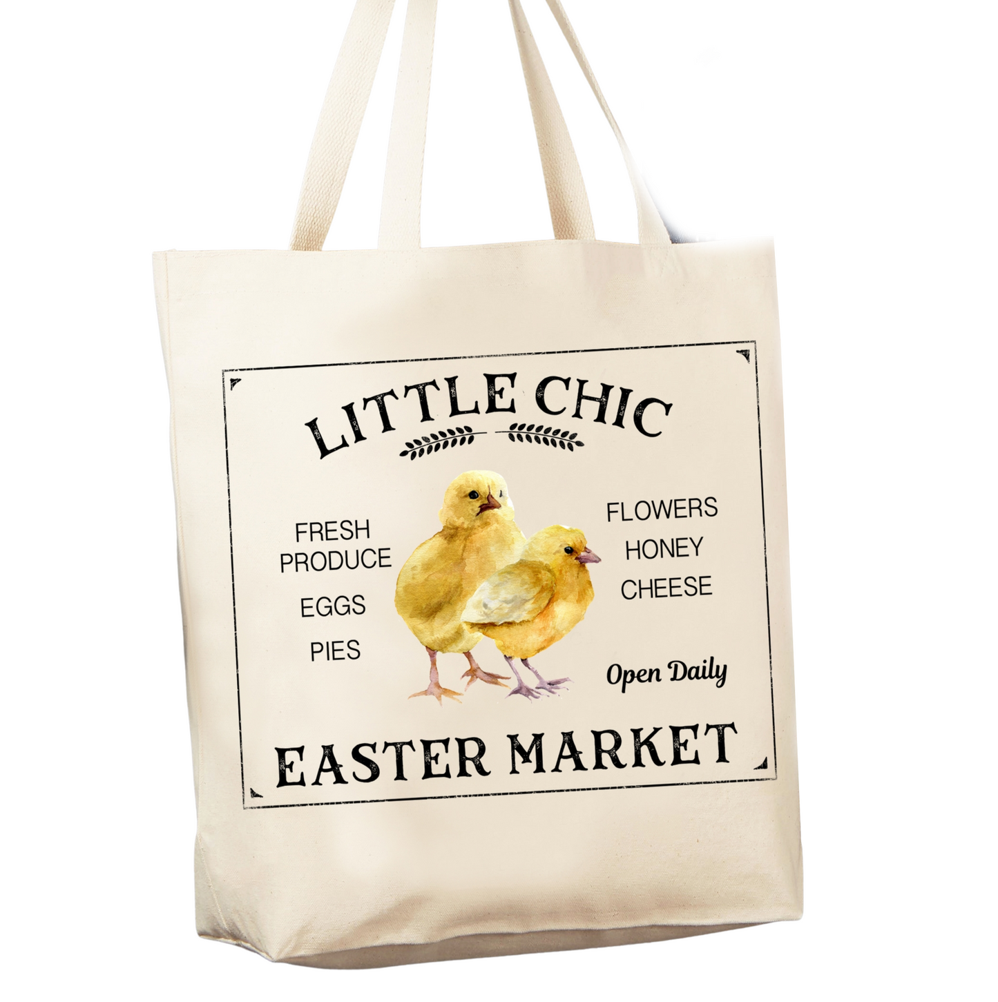 Cotton Grocery Shopping or Book Tote - Easter Market