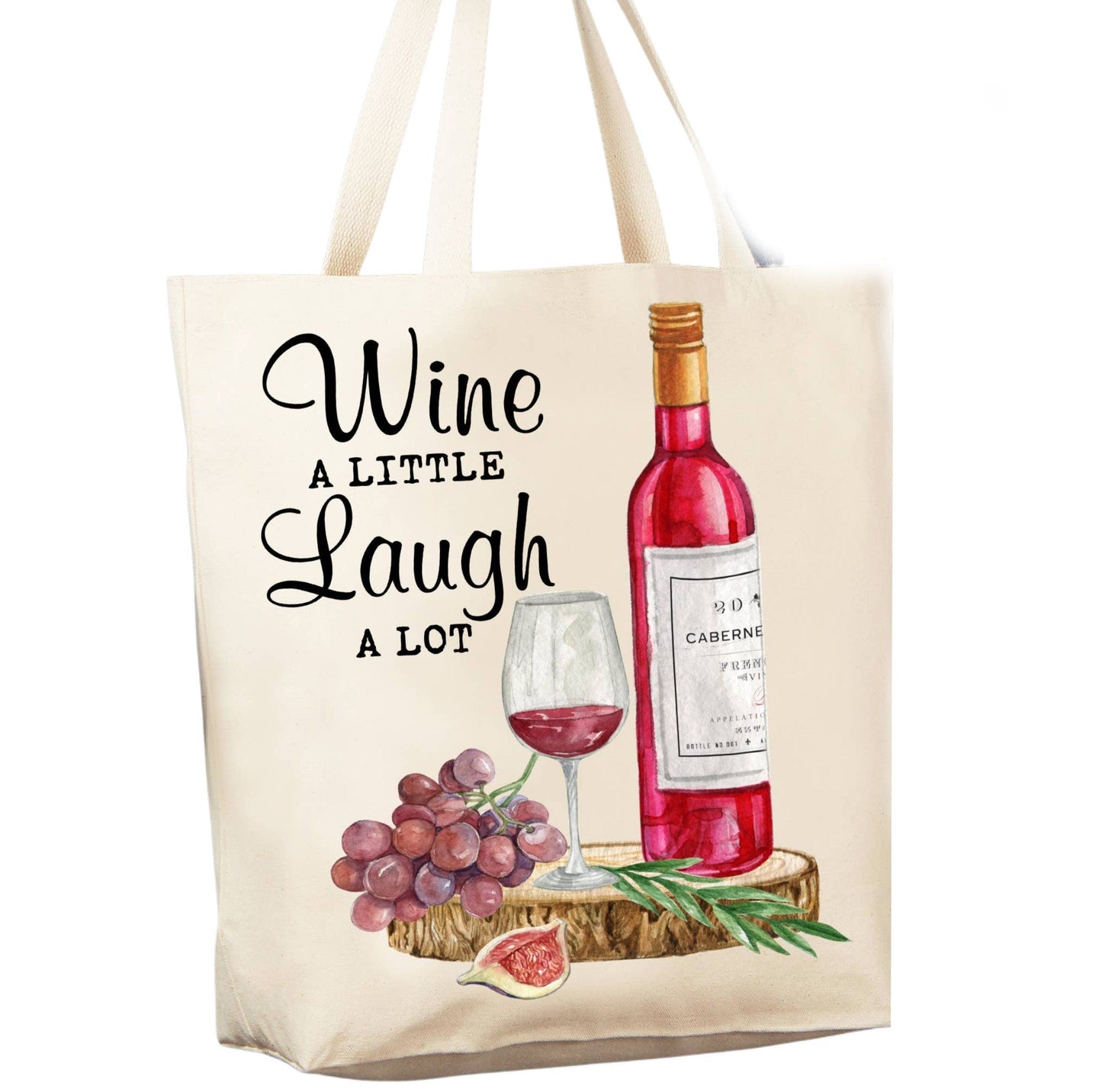 Cotton Grocery Shopping or Book Tote - Wine a Little