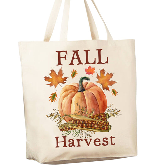 Cotton Grocery Shopping or Book Tote - Fall Harvest