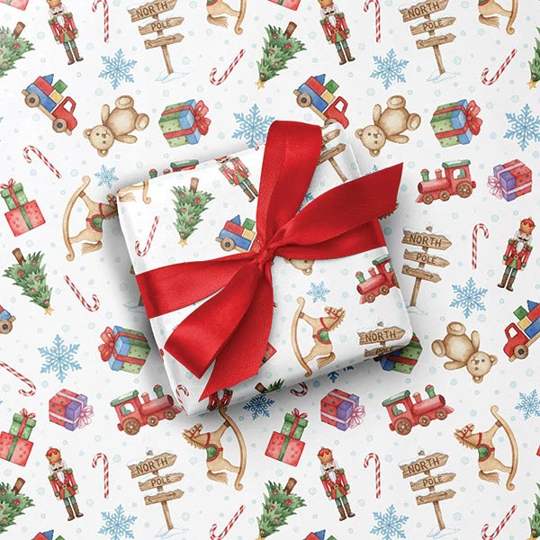 Santa`s Toy Shop Christmas Wrapping Paper Roll, 24x85'