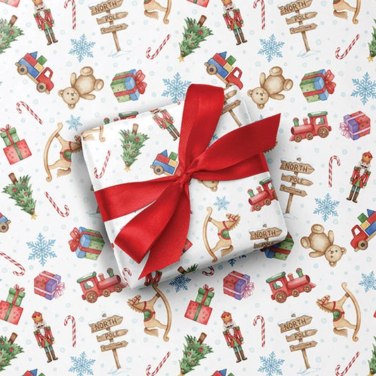 Santa`s Toy Shop Christmas Wrapping Paper Roll, 24x85'