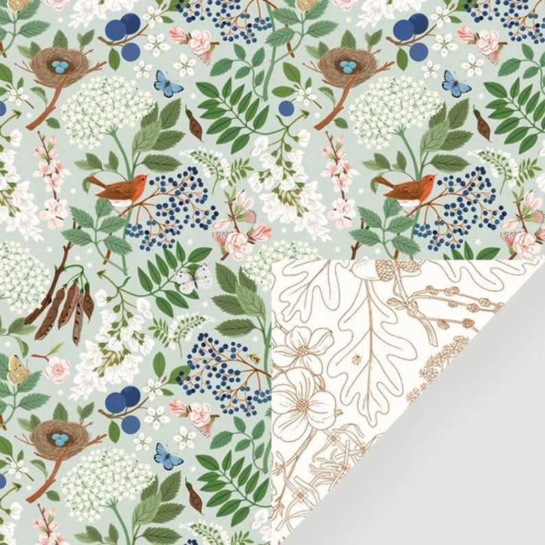 Victorian Floral Reversible Sample Gift Wrap Sheet for Small Gifts