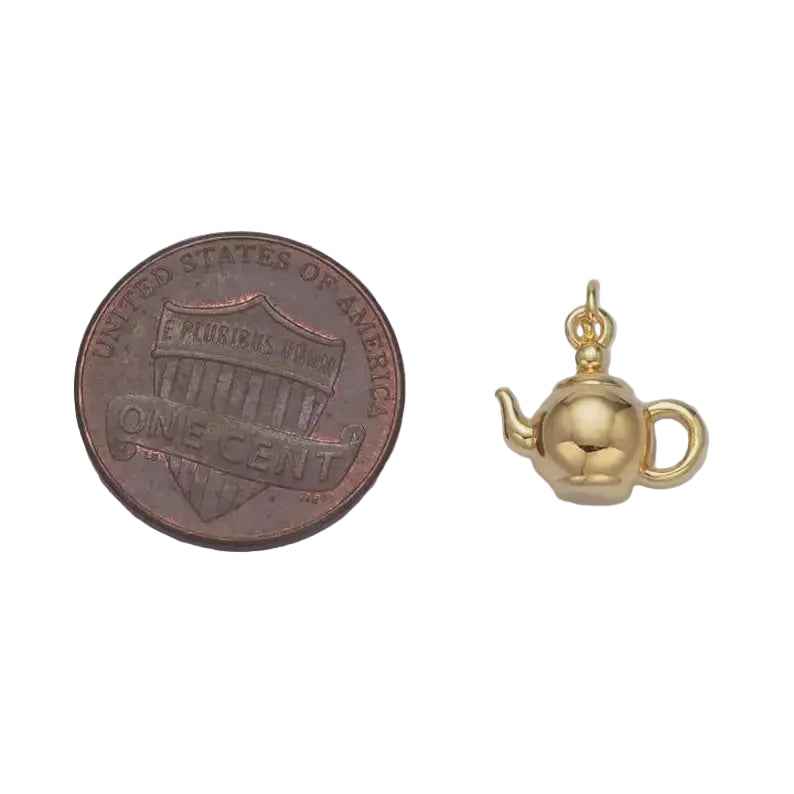 24K Gold Filled Teapot Charm for Jewelry Making