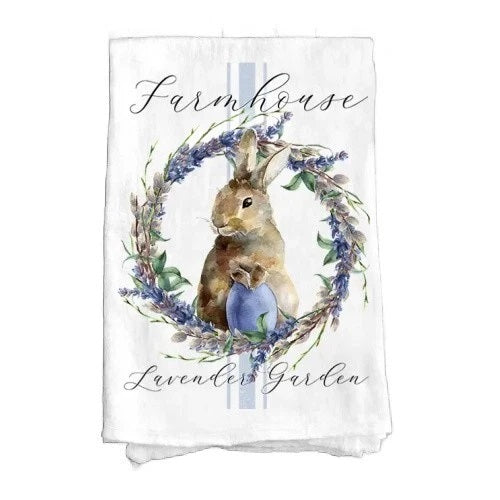 100% Cotton Kitchen Hand Drying Dish Towel, Farmhouse Lavender Garden