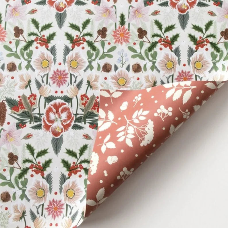 Reversible Sample Gift Wrap Sheet for Small Gifts - Cottage Flowers